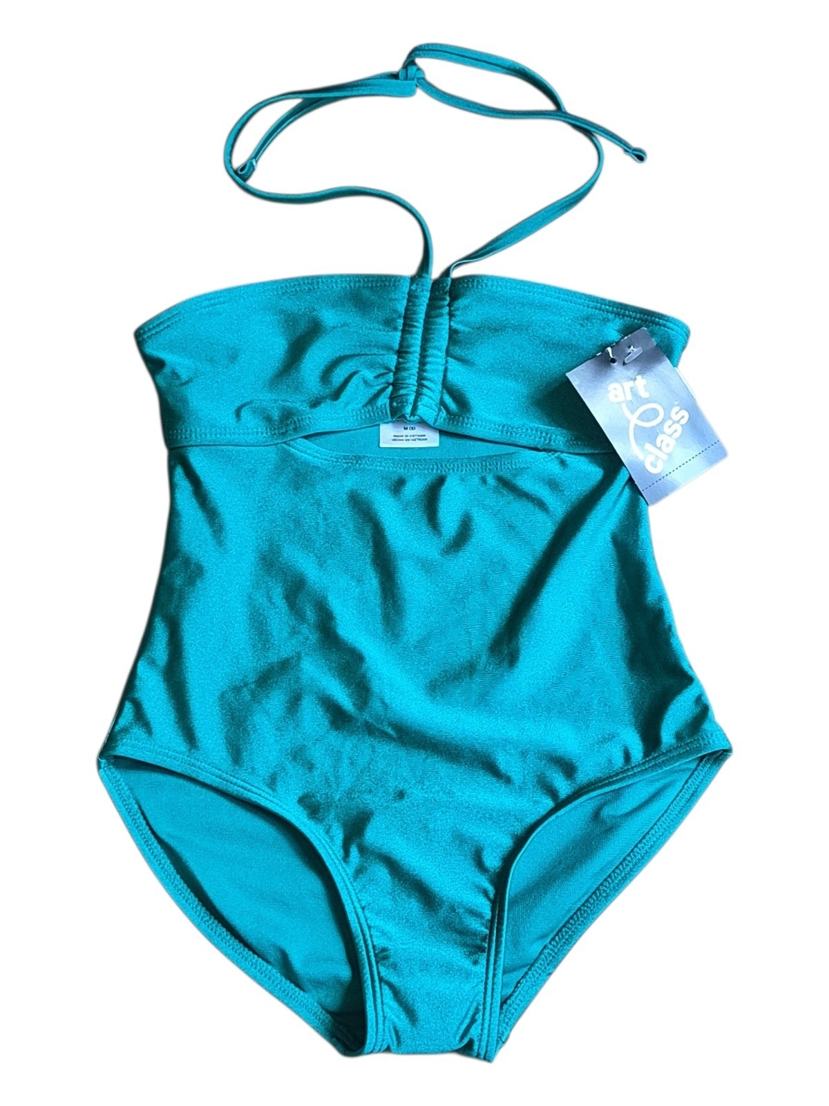 Art Class Teal Halter Girls' One-Piece Swimsuit - Nwt